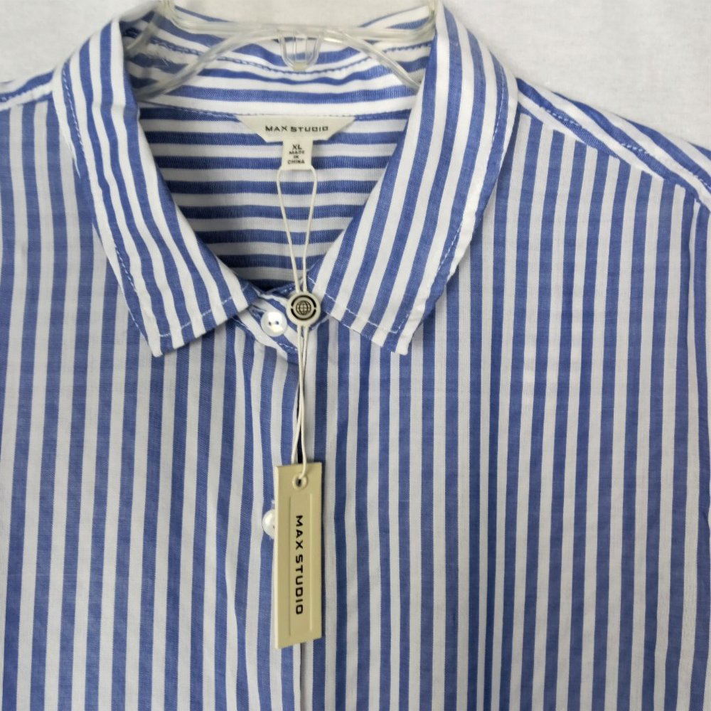 Max Studio Button Down Long Sleeve Button-Fold Shi - Picture 5 of 7